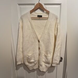 POL From Anthropology Women's Cream Button-Up Cardigan L